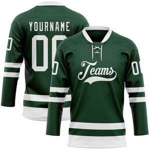 Wholesale Best Selling OMMIZ INDUSTRY Custom <b>Green</b> White Hockey <b>Lace</b> Neck Jersey - Product Image 1