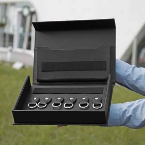 Ensemble de boîtes porte-clés en cuir PU de qualité supérieure avec fermeture magnétique, étui de rangement rigide pour cadeaux, forme rectangulaire noire, design haut de gamme - Product Image 1