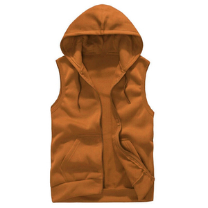 Wholesale Sleeveless Hoodie Vest Men Cotton Zip-Up Hooded Tank <b>Top</b> Custom Logo Bulk Order Gym Activewear Multicolor Options - Product Image 5