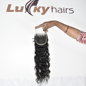 100% Mejor Proveedor al por Mayor de Cabello Humano Indio de Templo, Cierre de Cabello Virgen Remy sin Procesar, Ondulado Suelto, Textura Ondulada Profunda, Sin Enredos - Product Image 1