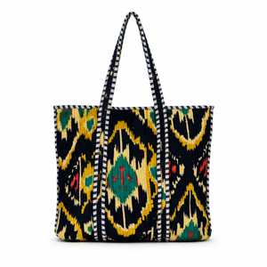 Bolsa de Compras y Viaje de Lona Negra Estampada Personalizada, Reversible, Estilo Bohemio Vintage, Ligera, de Terciopelo, 18 Pulgadas, para Mujer - Product Image 1