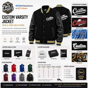 Veste universitaire noire pour homme, manches en laine/viscose, logo brodé personnalisé, col rabattu, vêtement d'hiver décontracté, chauffant et coupe-vent - Product Image 4