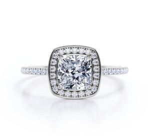 Unique 1.35 Carat <b>Cushion</b> Cut Moissanite Halo Engagement <b>Wedding</b> <b>Ring</b> in Gold Vintage Luxury Bridal Sparkling Design - Product Image 1