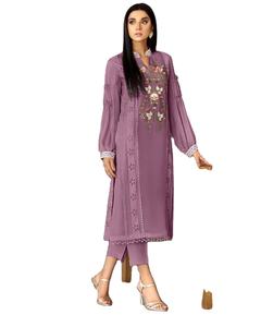 Último diseñador pesado Faux Georgette bordado trabajo Kurti conjunto de alta calidad vestido étnico indio por Fab Zone ocasiones de boda - Product Image 1