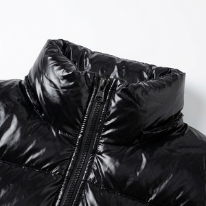 <b>Black</b> Quilted Puffer Jacket With Stand Collar Full Sleeve Zipper Closure <b>Winter</b> <b>Coat</b> For <b>Women</b> Solid Color Polyester Wadding - Product Image 5