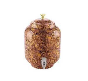 Artisan Meenakari Printed Copper Water Dispenser Paisley Pattern 5 Liter Ayurvedic Metal Tank Traditional Indian Health Pot - Product Image 6