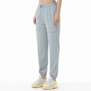 Pantalon cargo jogger bleu clair pour femme avec poches, séchage rapide, tricoté, décontracté, longueur cheville, taille à cordon, idéal pour le printemps - Product Image 5