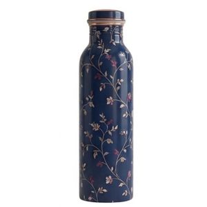 100% Pure Copper <b>Water</b> <b>Bottle</b> Blue and <b>White</b> Floral Printed Indian Ayurvedic Leak Proof Metal Drinking <b>Bottle</b> with Leakproof Cap - Product Image 6