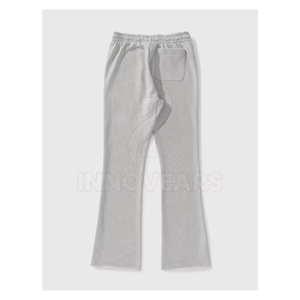Pantalon de survêtement homme en coton épais, taille haute à cordon de serrage, coupe droite, noir, pour le sport et la course - Product Image 1