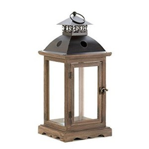 Lanterne artisanale en bois de noyer avec insert en verre - Décoration d'intérieur en gros - Product Image 3