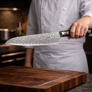 Couteau de chef, couteau de boucher en acier Damas de 8 pouces, couteau de cuisine domestique à haute dureté, outils de cuisine, manche en ébène noir - Product Image 2