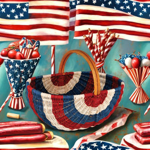 ตะกร้าปิกนิกหวายพับได้คุณภาพสูงสไตล์วินเทจอเมริกัน สำหรับงานเทศกาล งานแฮนด์เมด เป็นมิตรกับสิ่งแวดล้อม เหมาะสำหรับตั้งแคมป์ วันรำลึก/วันที่ 4 กรกฎาคม - Product Image 4