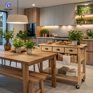 Carrito de Almacenamiento de Cocina de Madera de Roble Acacia Sólido, Ecológico y Duradero, Carrito Utilitario Rodante de 3 Niveles con Ruedas, Acabado Natural, Fácil de Limpiar - Product Image 6