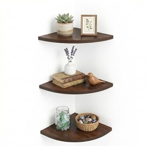Sheesham Wood Corner Triangular Wall Shelf Luxury - Wholesale Handcrafted - Product Image 2