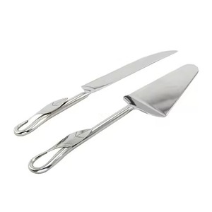 Ensemble de service de desserts de luxe, couteau à gâteau en métal et spatule, élévateur à gâteau en acier inoxydable, kit de célébration de mariage - Product Image 2