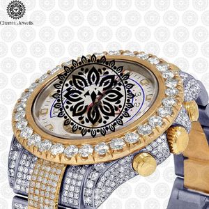 Charm_Jewells Luxury Round Analog Quartz <b>Watch</b> Stainless Steel Band <b>Diamond</b> Bezel 40mm Chronograph Unisex - Product Image 2