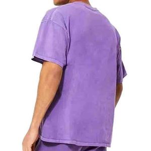 Ensemble décontracté 2 pièces homme été 2026 respirant et écologique : T-shirt imprimé et short en coton satiné 100% délavé effet acide coupe oversize - Product Image 5