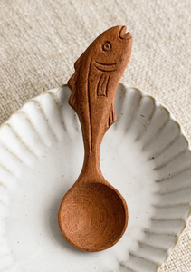 Hand-carved Wooden Fish Spoon Wooden Whale Tail SpoonPersonalized Gifts, Mud Kitchen Accessories, Montessori Nature Play Toy - Product Image 1
