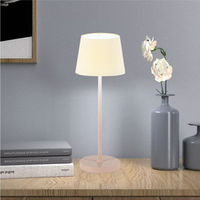 Lámpara de Mesa LED de Estilo Moderno Europeo, Funciona con Batería, Cúpula de Plástico, Cuerpo de Metal ABS, Interruptor Táctil, para Sala de Estar