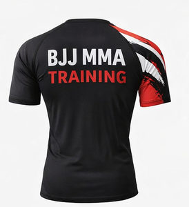เสื้อรัดรูปยูนิเซ็กซ์แบบสั้นสำหรับ BJJ MMA ป้องกันแบคทีเรีย เป็นมิตรกับสิ่งแวดล้อม เหมาะสำหรับการฝึกซ้อมและการเล่นกีฬาในยิม - Product Image 2