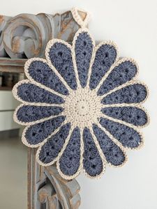 Delicate Crochet Daisy Coaster Handmade White Yellow Petals Cotton Yarn Heat Resistant <b>Table</b> Mat Boho Farmhouse <b>Kitchen</b> Decor - Product Image 3