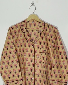 Nouvel ensemble de pyjama léger en coton pour l'été, imprimé à la main, pour femme, prix de gros - Product Image 2