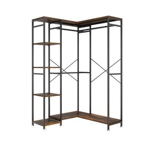 Armadio Indipendente a L con Appendiabiti, Robusto e Spazioso, con Molteplici Ripiani per Organizzazione Vestiti - Product Image 3