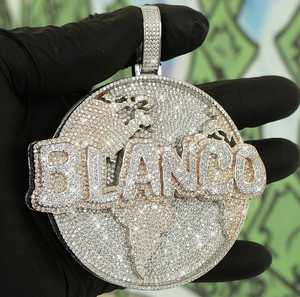 จี้เงินแท้ 925 สไตล์ฮิปฮอป ประดับเพชรแบบ Iced Out สลักชื่อหรืออักษรย่อตามสั่ง พร้อมเพชรโมอิสซาไนต์ VVS สำหรับเป็นของขวัญ - Product Image 2