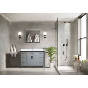 48 Pollici. Mobile bagno grigio scuro ampio con piano in marmo colato e altezza 34 pollici Specchio 22 Pollici Mobili da Bagno Profondi - Product Image 3