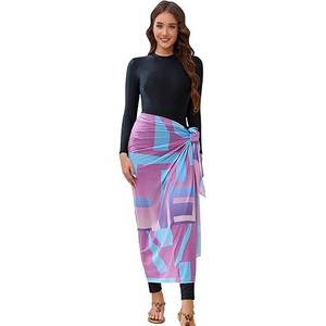 Stylish Women's Modest 2 Piece Custom <b>Print</b> <b>Islamic</b> Burkini Set Letter Design Zippers Front Logo High Cut Bottom Breathable - Product Image 3