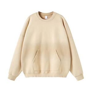 เสื้อสเวตเชิ้ตคอกลมทรงโอเวอร์ไซส์คุณภาพสูงสำหรับผู้ชาย สีพื้น ผ้าถัก 100% คอตตอน สวมใส่สบายๆ ในฤดูใบไม้ร่วง - Product Image 5