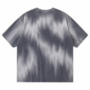 Camiseta de Manga Corta con Cuello Redondo y Estampado Tie-Dye para Hombre, Corte Regular, Tejido Informal, Diseño con Patrón Azul y Negro - Product Image 2