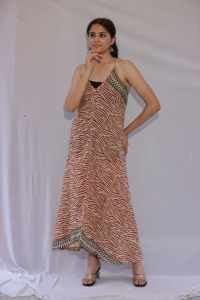 Robe Courte Imprimée à la Main Indienne pour Femme, Robe d'Été Décontractée en Coton, Style Bohème, Robe Longue à Taille Naturelle en Tissu - Product Image 6