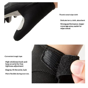 Gants de cyclisme à doigts entiers en nylon, antidérapants, à rayures, pour usage extérieur, unisexe, fermeture auto-agrippante - Product Image 3