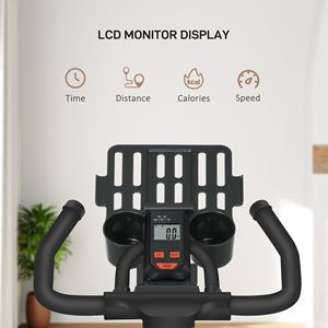 Bicicleta Estática de Uso Doméstico con Transmisión por Correa, Altura Ajustable, Resistencia y Monitor LCD - Product Image 4