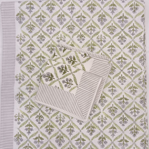 Super Soft Breathable Light Green Floral Jaipuri Indian Hand <b>Block</b> Printed Premium 100% Cotton Bedsheet Durable King Size - Product Image 1