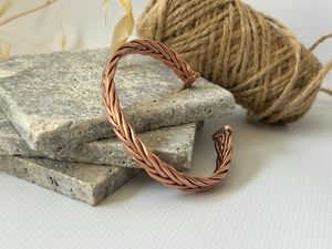 Adjustable Magnetic <b>Copper</b> Alloy Bracelet for Men & Women Hammered Rustic Classic <b>Bangle</b> Waterproof Jewelry Gift - Product Image 2