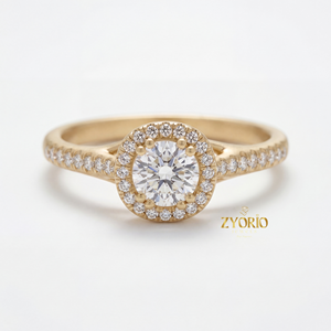Bague de Fiançailles et de Mariage de Luxe en Or Jaune avec Diamant Taillé en Halo et Diamant de Laboratoire, Style Chevalière, Cadeau pour Femme, Bijou Fin 2.00 CT - Product Image 6