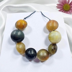 Collier Pendentif Classique en Corne de Buffle, Agate 100% Authentique, Chaîne Beige et Noire, Écologique, Mariage, Naturel - Product Image 5
