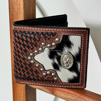 Nueva Cartera de Cuero Hecha a Mano por Diseñador, Cartera Larga con Cremallera para Hombre, Cartera de Piel de Vaca con Pelaje, Color Marrón de Moda, Tarjetero, Regalo para Él