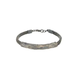 High Quality Man Sterling Silver Bracelet Italian Handmade Hammered Design Customization available