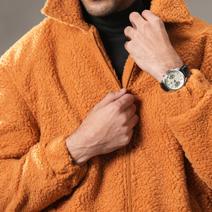 2026 New Men's <b>Fleece</b> <b>Jacket</b> Navy Stand Collar Casual Winter Breathable Windproof Zipper Pocket Cotton <b>Lining</b> - Product Image 6