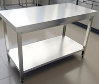Tables de travail et tables de préparation en acier inoxydable commercial avec 2 étagères inférieures réglables, tables de préparation métalliques robustes