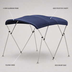 Bimini Top Pliable à 4 Arceaux <span class=keywords><strong>pour</strong></span> <span class=keywords><strong>Bateau</strong></span>, Housse <span class=keywords><strong>de</strong></span> Protection Marine 600D Imperméable Anti-UV, Auvent Pare-Soleil <span class=keywords><strong>pour</strong></span> <span class=keywords><strong>Bateau</strong></span> <span class=keywords><strong>de</strong></span> Pêche et Petit Yacht - Product Image 2