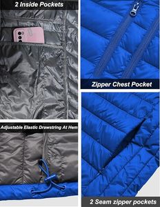 Women's Lightweight <b>Packable</b> Hooded Winter Quilted Puffer <b>Jacket</b> Detachable Sleeves Hat Zipper Closure Water Resistant Fur Wool - Product Image 5