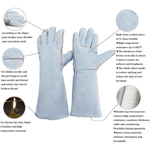 Gants de soudure en cuir de vachette de qualité supérieure, doublure en tissu aramide, ignifuges, pour la lutte contre les incendies, la construction, les barbecues - Product Image 4