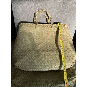 Handmade Vintage Seagrass <b>Woven</b> <b>Straw</b> <b>Bag</b> Handcraft Plaid <b>Bag</b> with Two Handles Open Closure Type Economical From Vietnam Factory - Product Image 2