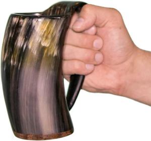 Jarra de Vino Vikinga de Lujo Hecha a Mano con Acabado Antiguo, Taza de Cuerno Natural Ecológica a Buen Precio - Product Image 5