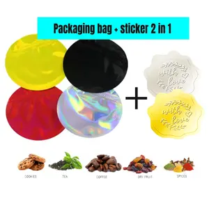 2-in-1 Customized 3D Sticker Combination Stand-Up Pouch With Eco-Friendly Smell-Proof Inner Aluminum Foil For Food Packaging