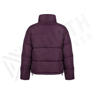 เสื้อแจ็คเก็ตมีฮู้ดสำหรับผู้หญิง สีม่วง แขนยาว บุด้วยโพลีเอสเตอร์ ปิดด้วยซิป ความยาวปกติ สีพื้น - Product Image 2